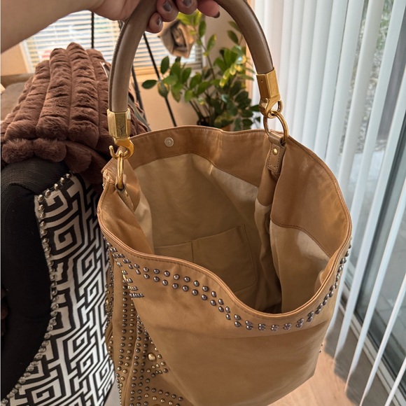 Yves Saint Laurent Camel Studded Shoulder Bag - Picture 15 of 15